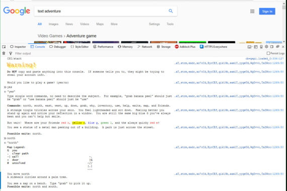 Text Adventure nascosta nel codice di Google