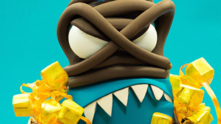 un malvagio mostro si nasconde dentro ad un cesto regalo pieno di cioccolato